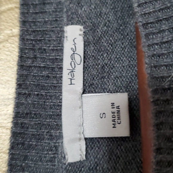 Halogen Cat Kitten mixed cotton sweater, size S, gray and lime green - Picture 3 of 4